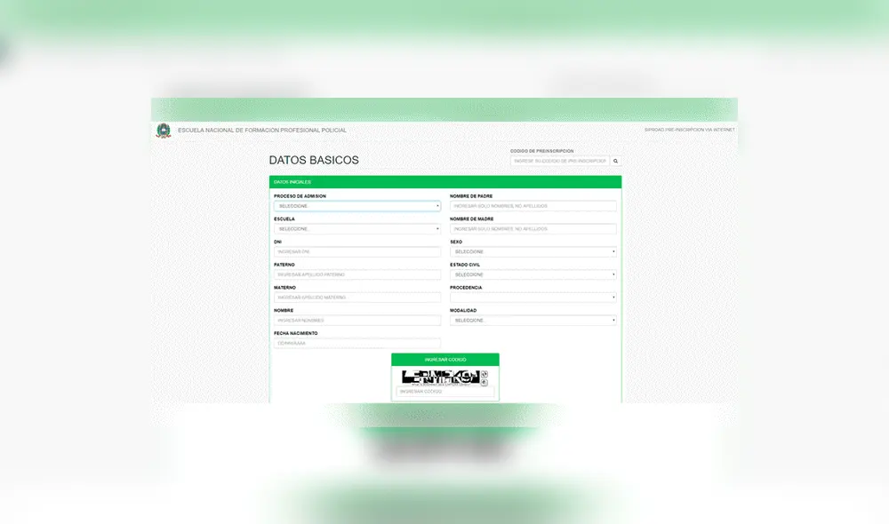 Preinscríbete para ingresar a la Escuela de Suboficiales PNP ingresando a https://sinpol.pnp.gob.pe/SIPROAD/Preinscripcion. Foto: difusion Preinscríbete para ingresar a la Escuela de Suboficiales PNP ingresando a https://sinpol.pnp.gob.pe/SIPROAD/Preinscripcion. Foto: difusion