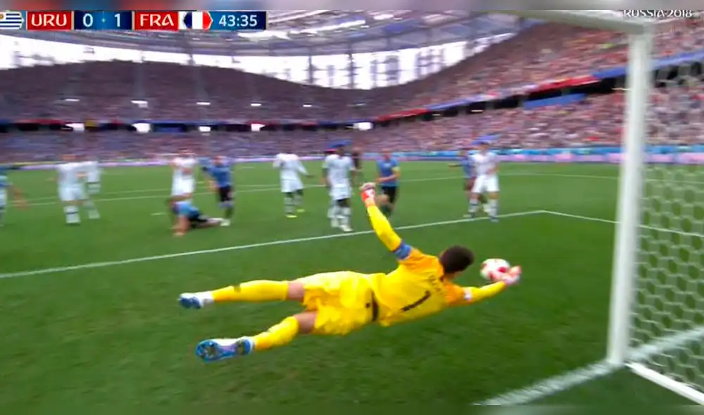 Uruguay vs Francia: sensacional atajada de Lloris tras remate de Martín Cáceres | VIDEO