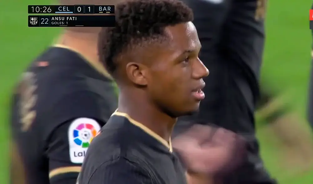 Ansu Fati marcó el primer gol del Barcelona vs. Celta de Vigo por la fecha 4 de LaLiga. | Foto: Captura de ESPN 2