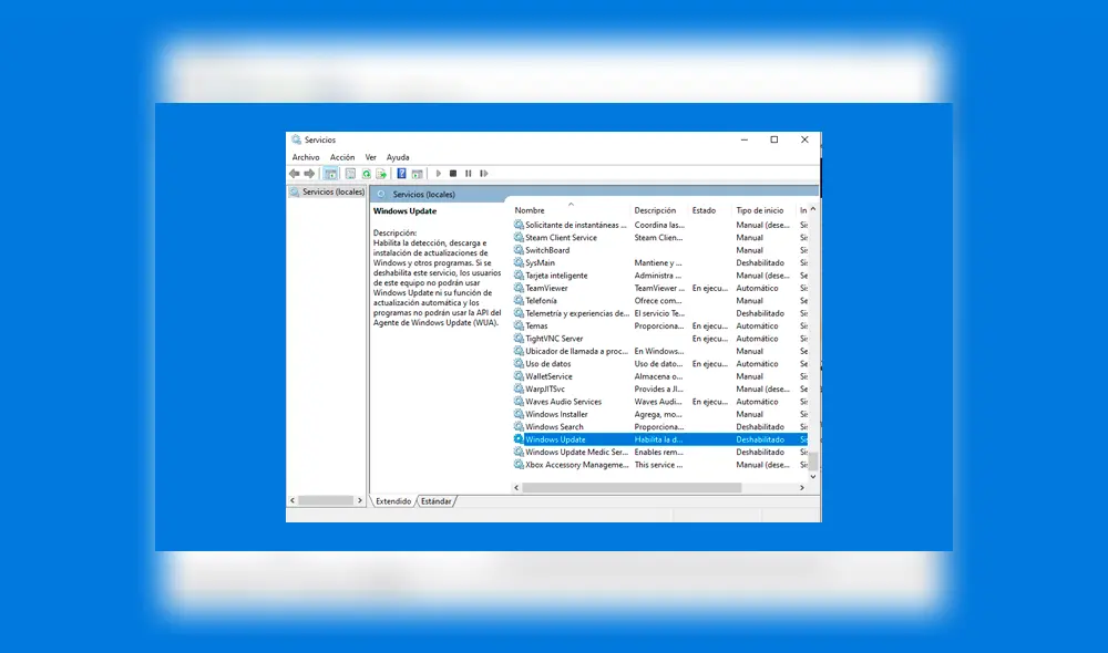Busca Windows Update. Foto: Composición La República.