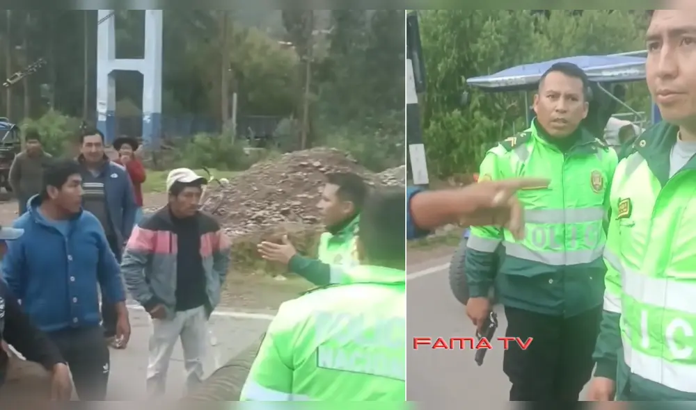 Enfrentamiento entre Policías y manifestantes. Foto: Captura de video/Fama Tv Enfrentamiento entre Policías y manifestantes. Foto: Captura de video/Fama Tv