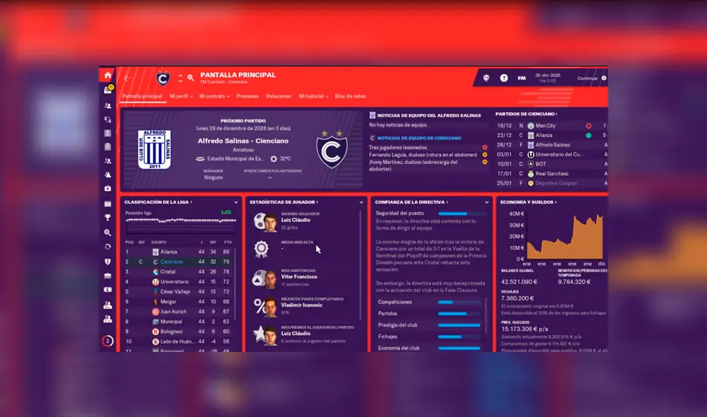 El juego incluye una gran selección de ligas oficiales del mundo, incluida la peruana.