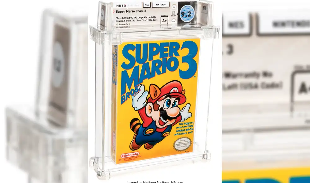 La copia de Super Mario Bros. 3 se compró en 156.000 dólares porque tiene la palabra "Bros" en la parte izquierda y sobre la mano de Mario. Foto: Twitter