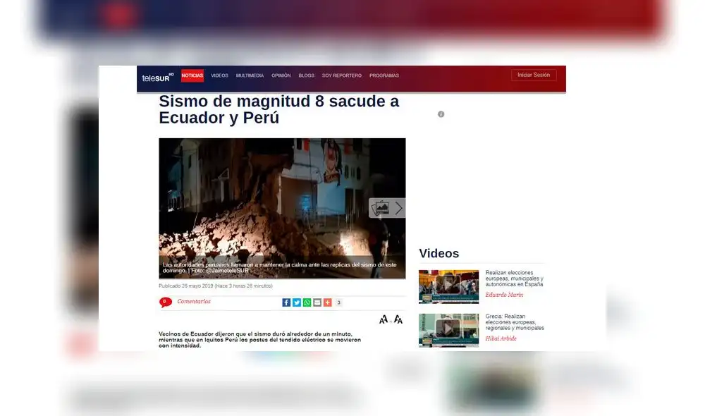 Así informaron los medios del mundo sobre el fuerte sismo que sacudió Perú