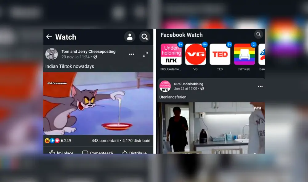Así se ve el modo oscuro de la red social. Foto: Facebook.