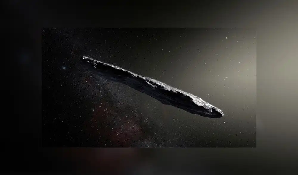 Representación de Oumuamua. Crédito: ESO.