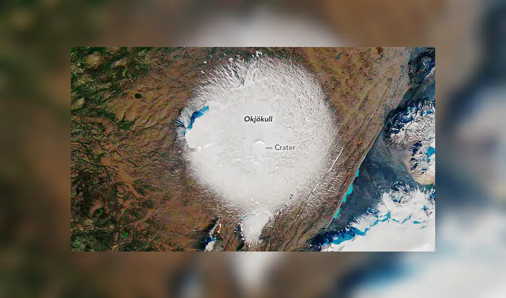 Desaparición del glacial Ok. Foto: Nasa Desaparición del glacial Ok. Foto: Nasa