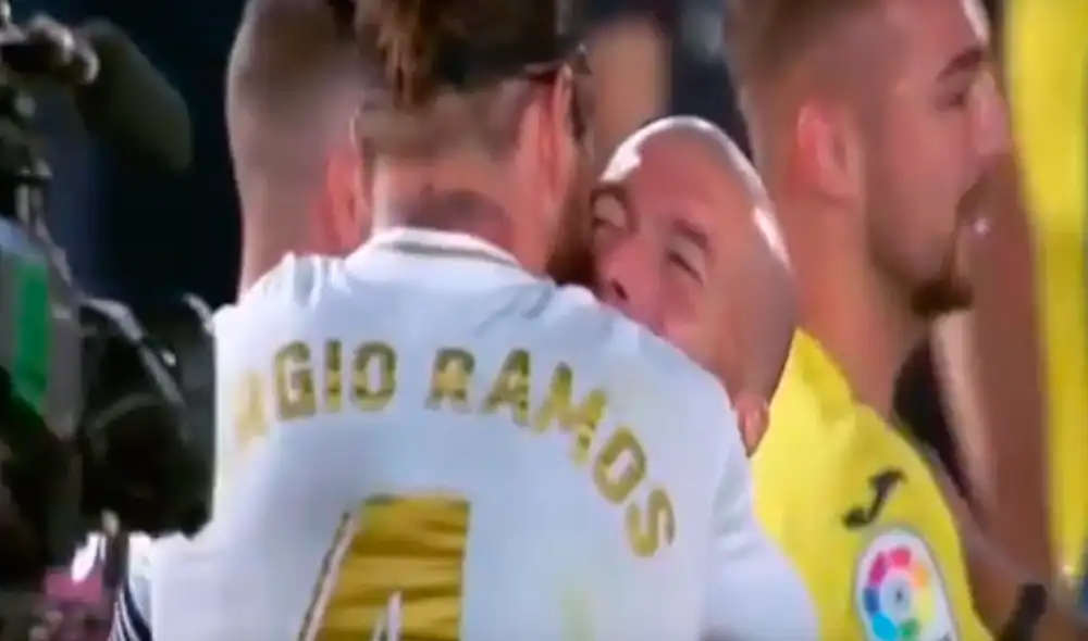Sergio Ramos le propinó un beso a Zinedine Zidane tras la obtención de LaLiga 2019-20. (FOTO: Captura ESPN).