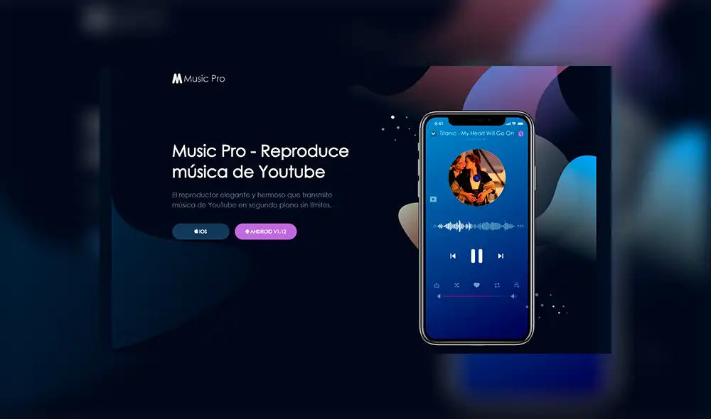 Music Pro es un reproductor de música de YouTube.