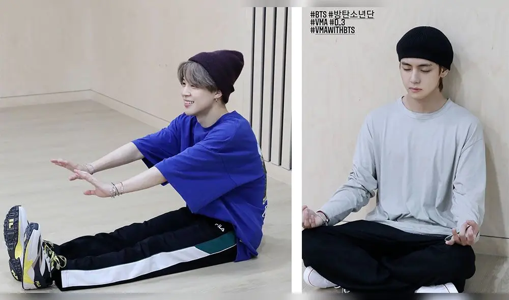 Jimin y Taehyung en la sala de práctica. Foto: Big Hit