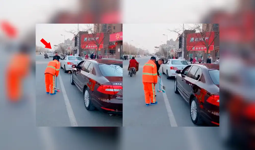 Facebook: La épica lección que este hombre y un obrero de limpieza le dieron a un mal conductor [VIDEO]