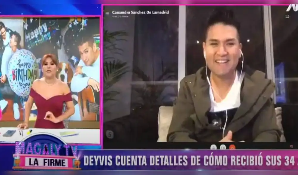 Deyvis Orosco conversando con Magaly Medina sobre su primer concierto virtual. | FOTO: Captura ATV.