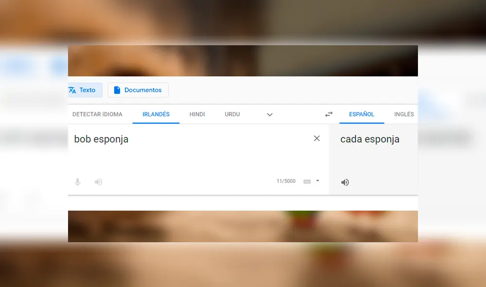 Fanático del popular personaje del Fondo de Bikini compartió el peculiar resultado que le arrojó Google Translate cuando escribió Bob Esponja