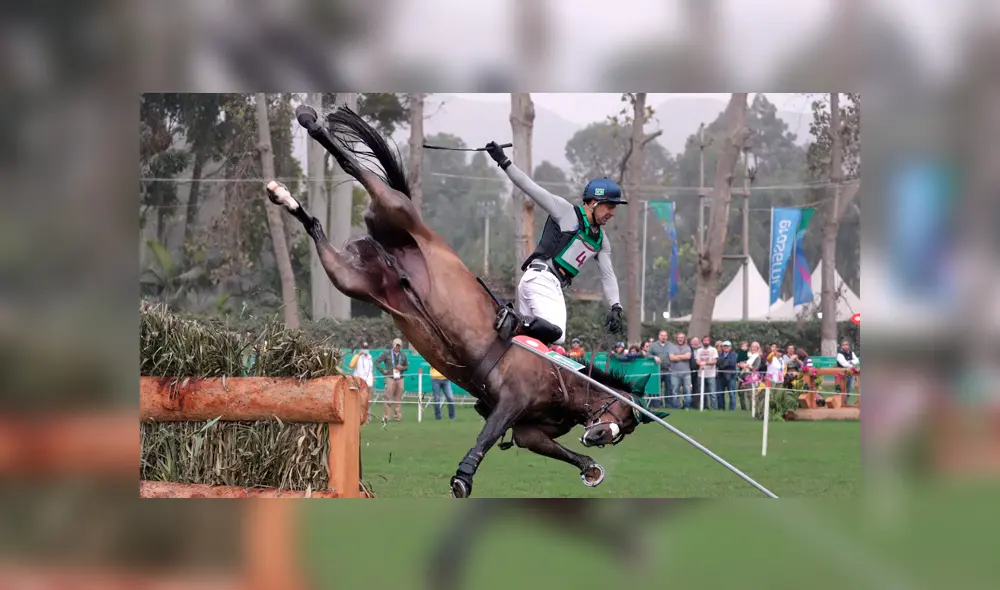 Ruy Leme Da Fonseca sufrió una aparatosa caída durante la competencia ecuestre de Lima 2019. Foto: REUTERS / Guadalupe Pardo