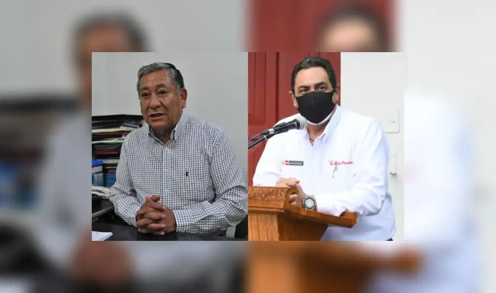 Alcalde de Los Olivos, Felipe Castillo Alfaro, y el ministro del Interior, Jorge Montoya. Foto: La República / Mininter.