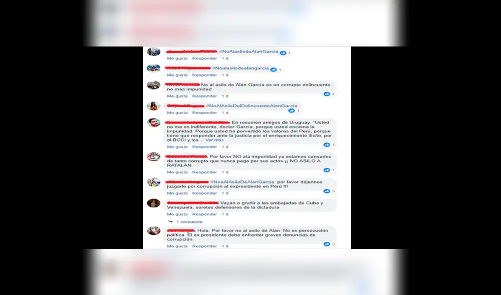 Facebook: peruanos llenan de comentarios la página del gobierno de Uruguay contra asilo a Alan García [FOTOS] 