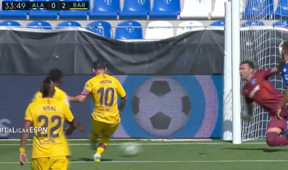 Messi anotó el segundo del partido. (Créditos: Captura ESPN) Messi anotó el segundo del partido. (Créditos: Captura ESPN)