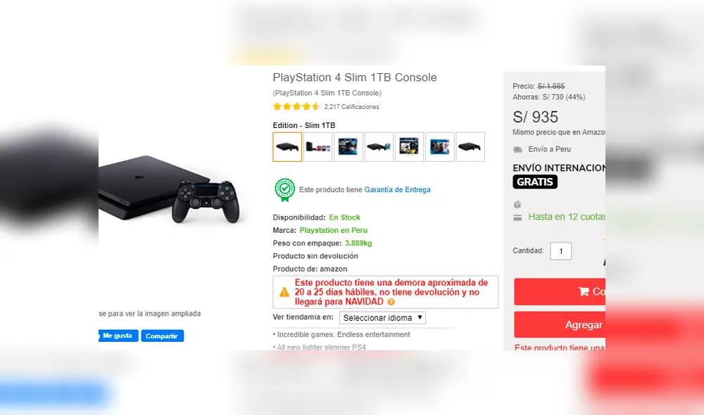 La oferta incluye envió internacional.