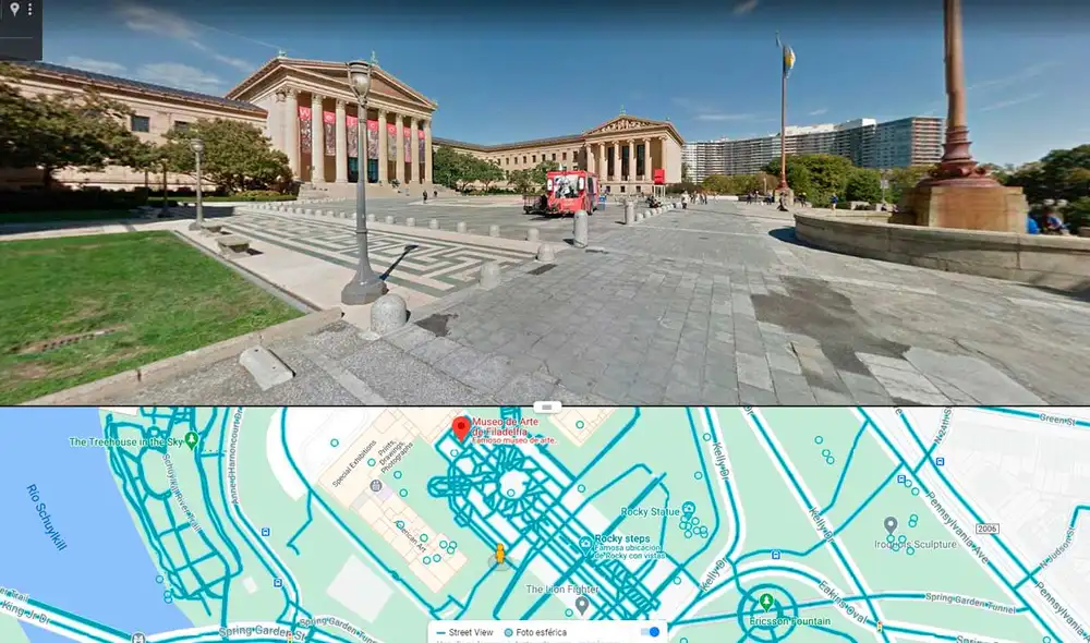 Desliza las imágenes para ver el lugar exacto en el que se filmó esta icónica escena de Rocky con Sylvester Stallone. Foto: captura de Google Maps Desliza las imágenes para ver el lugar exacto en el que se filmó esta icónica escena de Rocky con Sylvester Stallone. Foto: captura de Google Maps