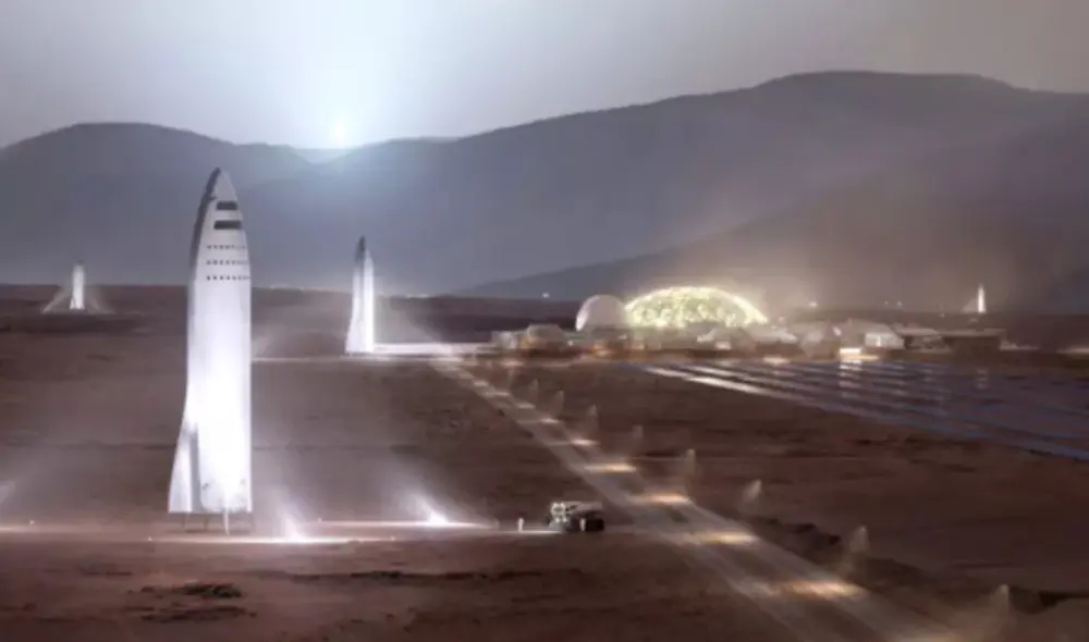 Ilustración artística de los vehículos de SpaceX, empresa que llevará la primera tripulación a Marte | Foto: SpaceX