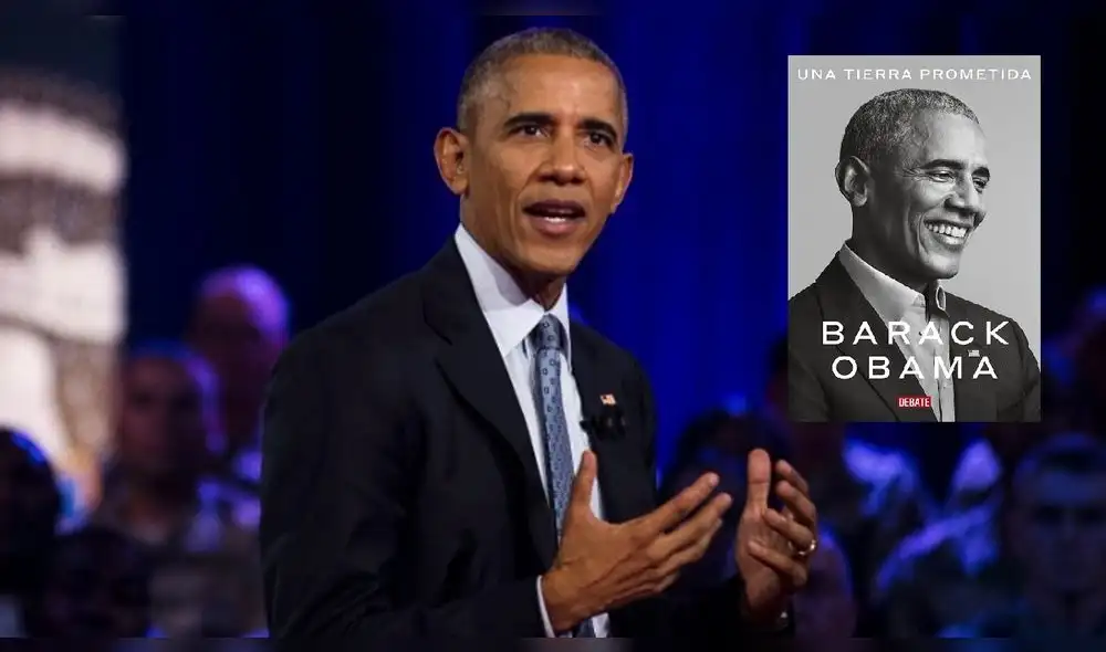 Expresideente estadounidense Barack Obama. Al lado, portada de sus memorias. Expresideente estadounidense Barack Obama. Al lado, portada de sus memorias.
