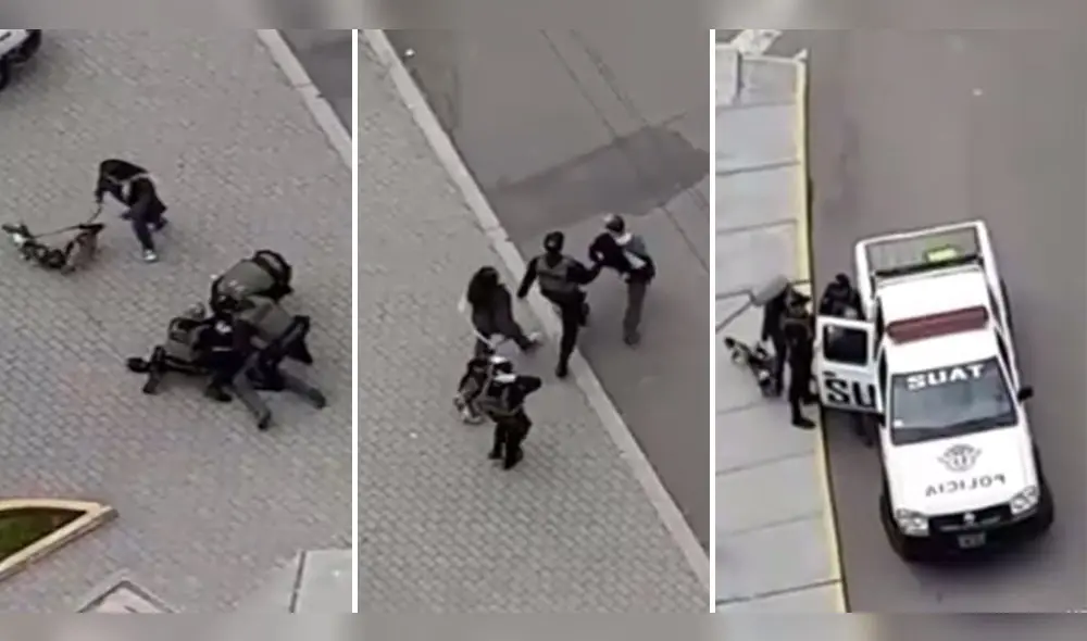 Policías redujeron la hombre, para luego llevarlo detenido al patrullero policial.