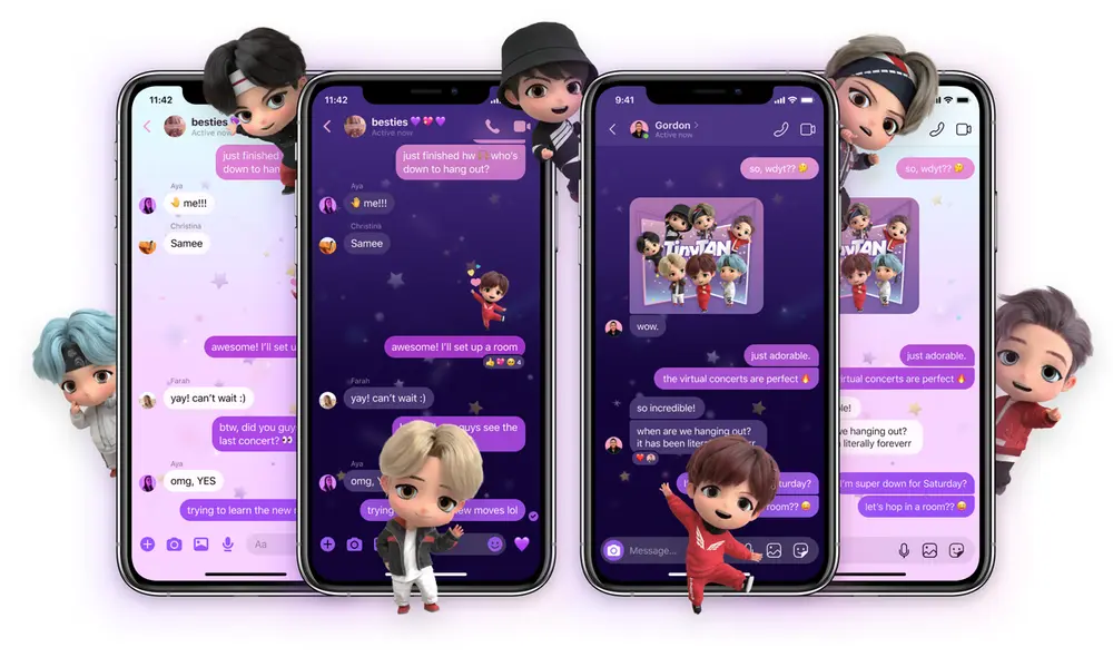 El gigante de las redes sociales también ofrece paquetes de stickers y fondos virtuales para videollamadas de TinyTAN de BTS. Foto: Facebook