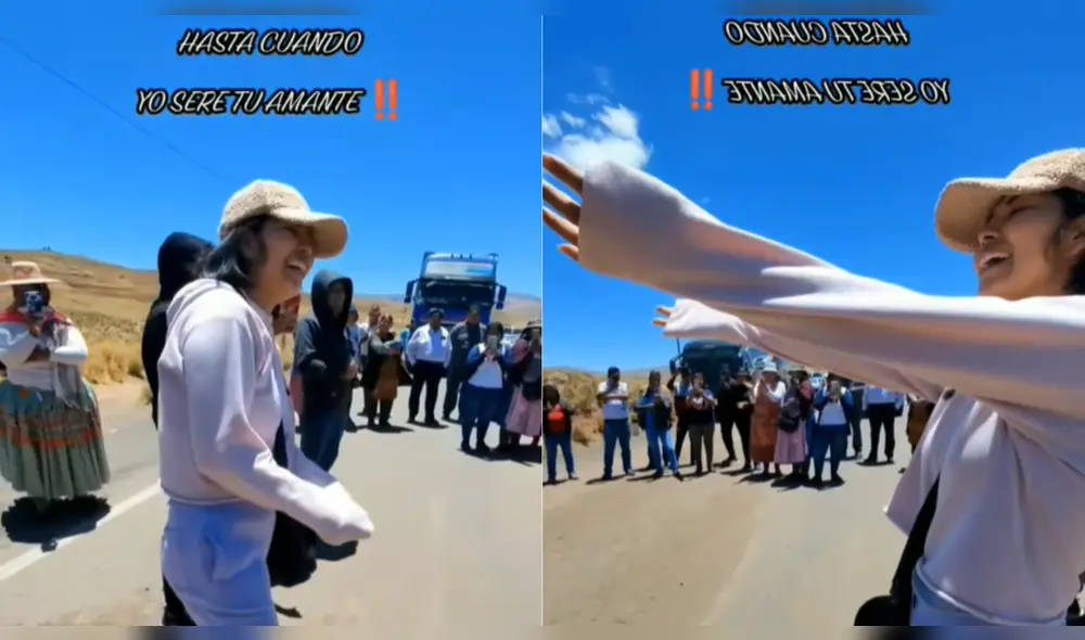 La cantante folclórica Yarita Lizeth Yanarico Quispe cantó para un grupo de manifestantes. Foto: Composición LR/Noticias del Día