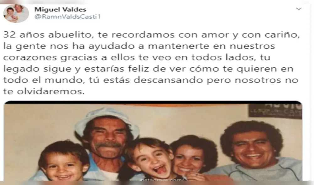 Ramón Valdés: nieto de Don Ramón asegura que actor estaría feliz de ver cómo el mundo lo quiere a 32 años de su muerte Ramón Valdés: nieto de Don Ramón asegura que actor estaría feliz de ver cómo el mundo lo quiere a 32 años de su muerte