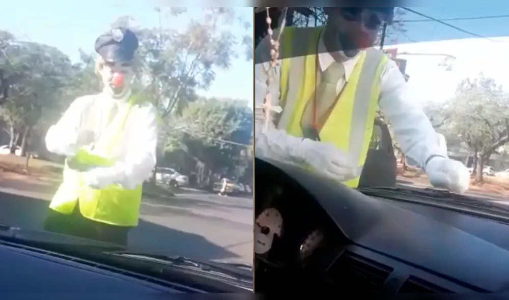 Facebook: payaso mimo usa peculiar truco para "sobornar" a conductores [VIDEO] 
