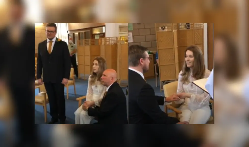 Con la ayuda del equipo del Hospital General de Southampton, organizaron una boda en solo cuatro días de pedirle matrimonio. Foto: captura Con la ayuda del equipo del Hospital General de Southampton, organizaron una boda en solo cuatro días de pedirle matrimonio. Foto: captura