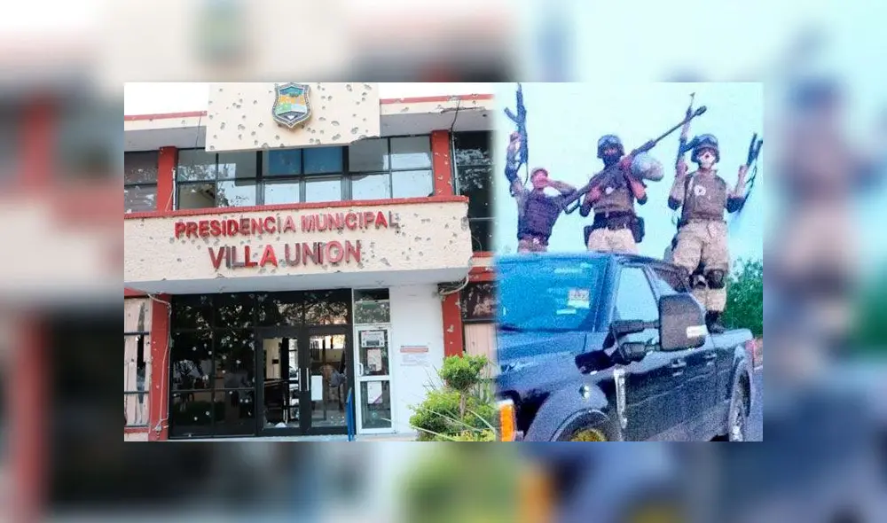 Sicarios del Cártel del Noreste arremetieron contra la sede gubernamental de Villa Unión, Coahuila. Foto: Composición