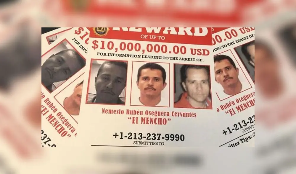 La DEA de Los Ángeles ofrece 10 millones de dólares por 'El Mencho'. Foto: DEA