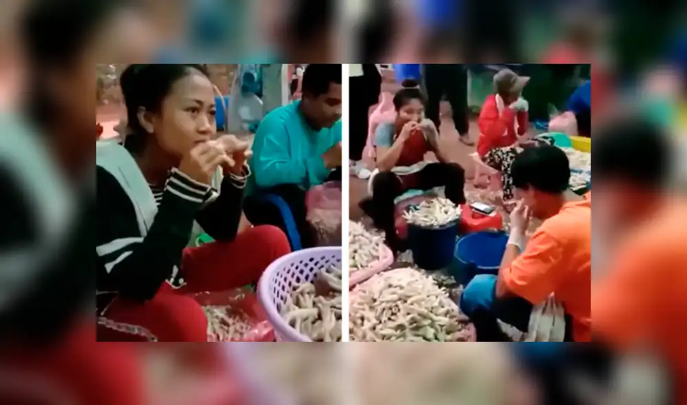 Captan a comerciantes pelando patas de pollos con la boca para ofrecerlos en los mercados [VIDEO] 