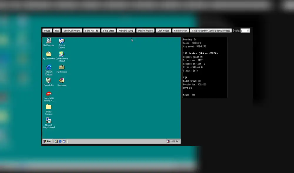 Desliza para ver cómo luce el emulador de Windows 95 y Windows 98 en Chrome. Foto: Captura. Desliza para ver cómo luce el emulador de Windows 95 y Windows 98 en Chrome. Foto: Captura.