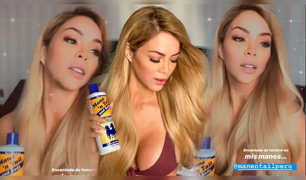 Sheyla Rojas promociona shampoo que era usado para caballos. Sheyla Rojas promociona shampoo que era usado para caballos.