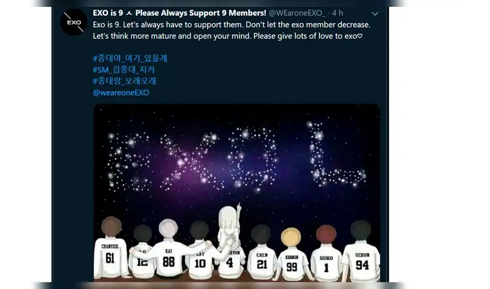 EXO-L hace tendencia en Twitter apoyando a Chen.