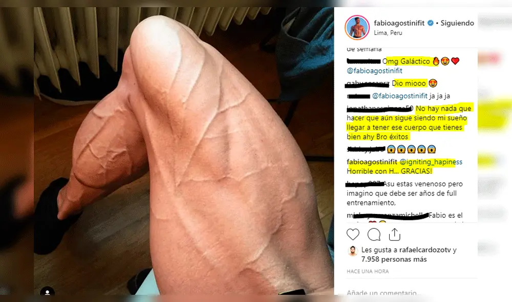 Fabio Agostini es víctima de 'haters' tras presumir parte de su cuerpo