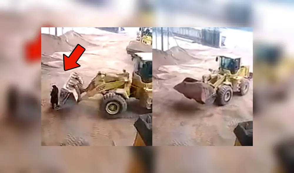 YouTube viral: tractor captura por error a hombre, lo baña en arena y lo arroja a contenedor [VIDEO]