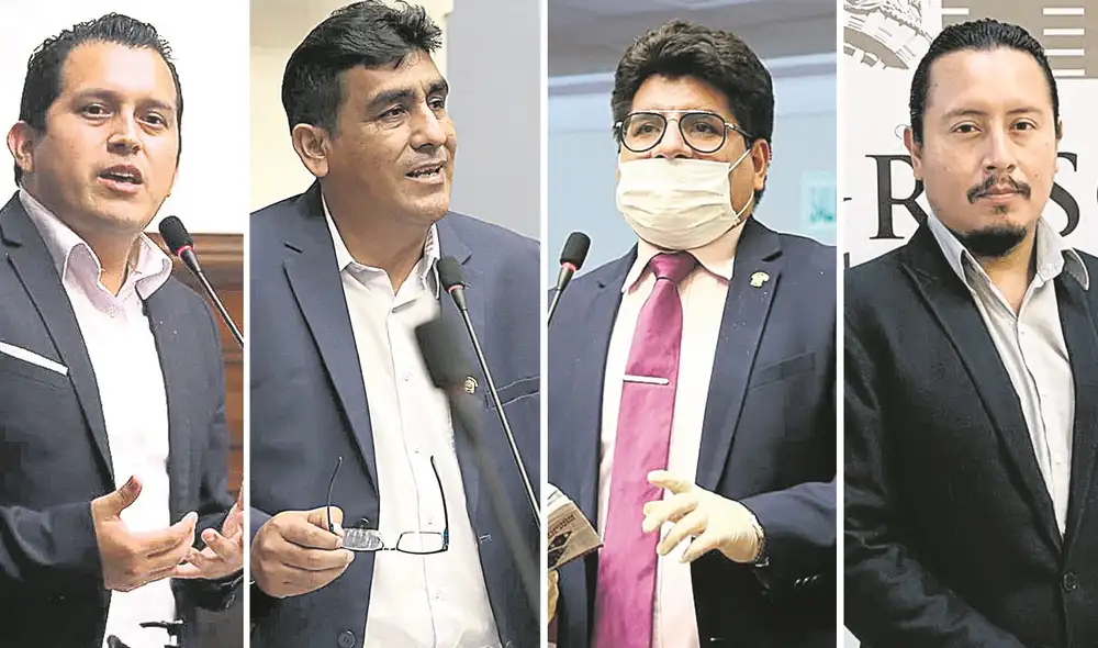 José Luna (Podemos), Eduardo Acate (APP), Carlos Simeón Hurtado (AP), y Daniel Oseda (Frepap).