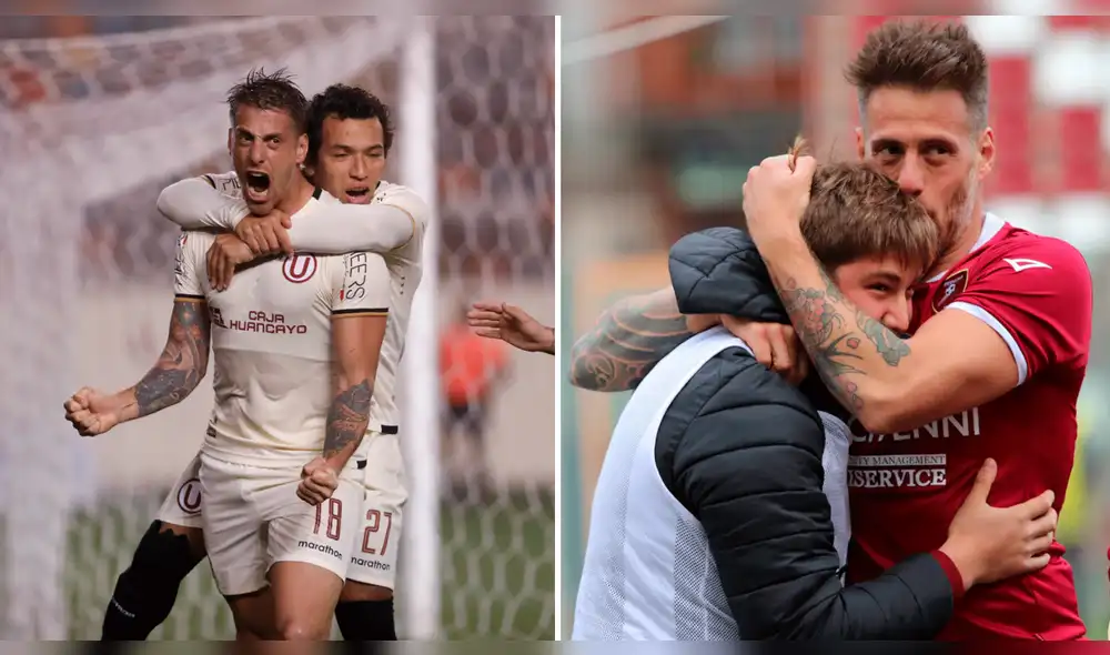 Universitario: Germán Denis anota doblete con el Reggina y lo celebra con su hijo.