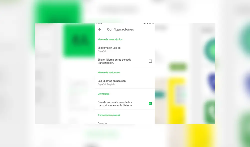 4. Puedes configurar la app para mejores resultados. Foto: Captura.