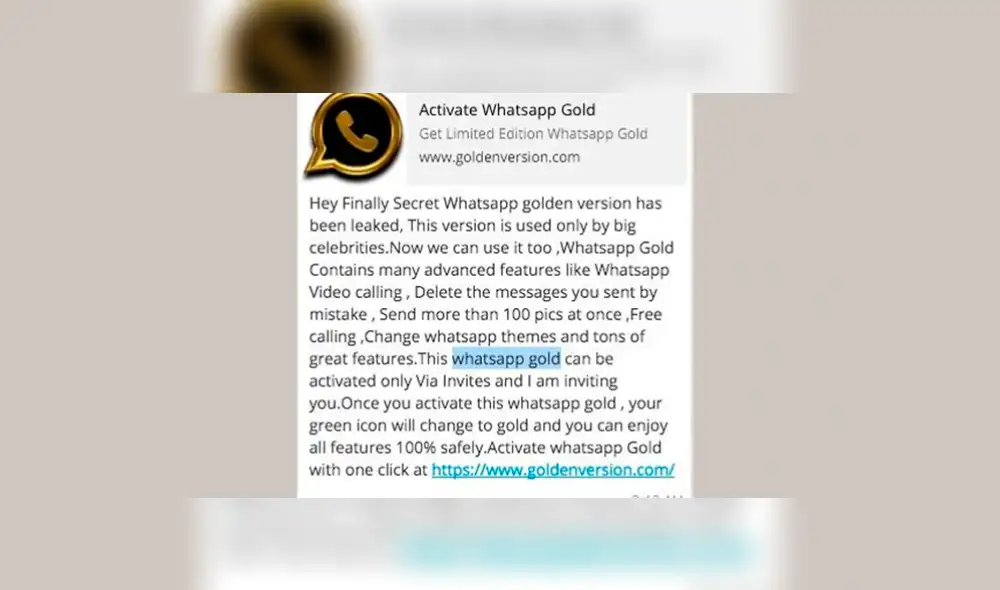WhatsApp ‘Gold’: descubre porqué no debes descargar esta nueva versión 