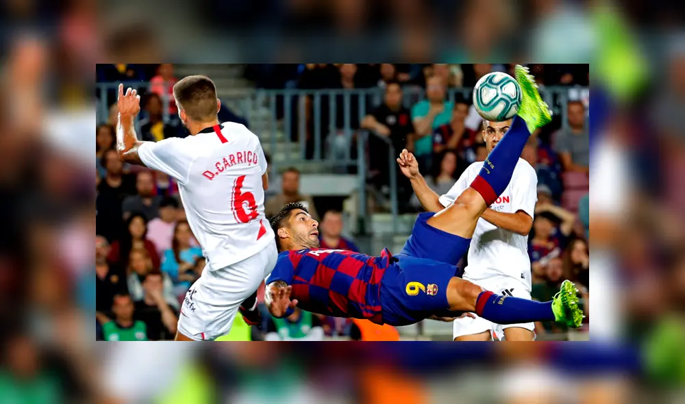 Así fue la 'chalaca' de Suárez para el primer gol del Barza. Créditos: EFE