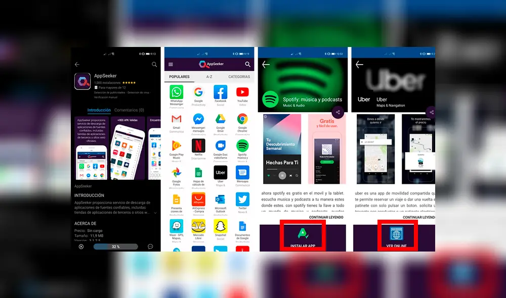 Si una aplicación no está disponible, AppSeeker te sugerirá iniciarla en su versión online. Si una aplicación no está disponible, AppSeeker te sugerirá iniciarla en su versión online.