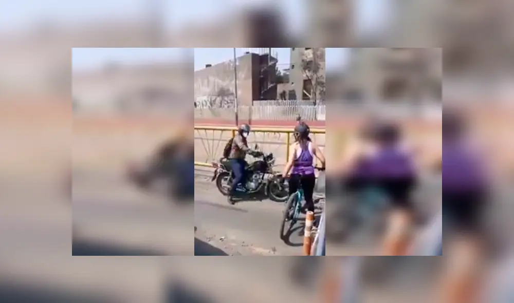 Ciclista hizo respetar uso de ciclovía en la avenida Túpac Amaru. Foto: Captura / Twitter