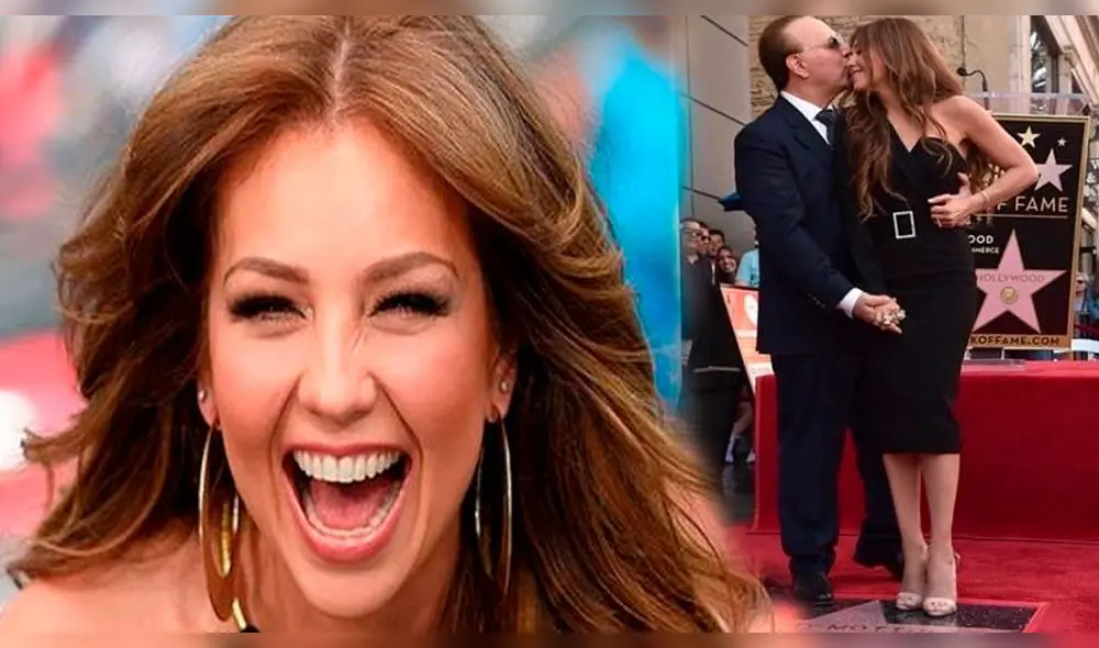 Thalía felicita a Tommy Mottola por recibir su estrella en el paseo de la fama 
