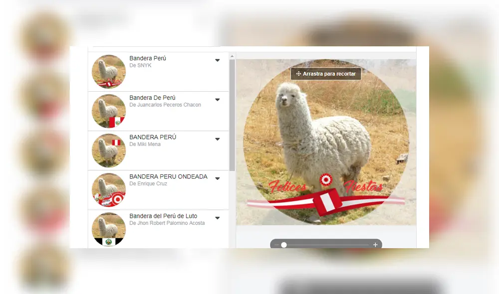 Desliza para conocer los marcos patrióticos que hay en Facebook. Foto: Captura. Desliza para conocer los marcos patrióticos que hay en Facebook. Foto: Captura.