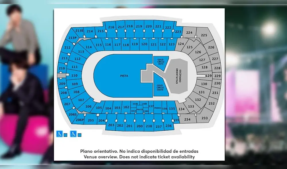 Los organizarores señalaron que toda el área de pista no tendrá asientos numerados.