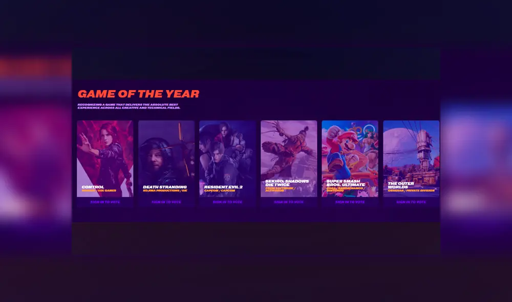 Nominados a The Game Awards 2019. Nominados a The Game Awards 2019.